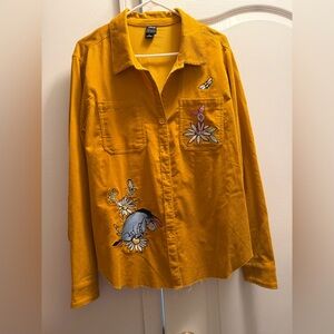Disney Our Universe Winnie the Pooh Embroidered Corduroy Shirt Jacket XL